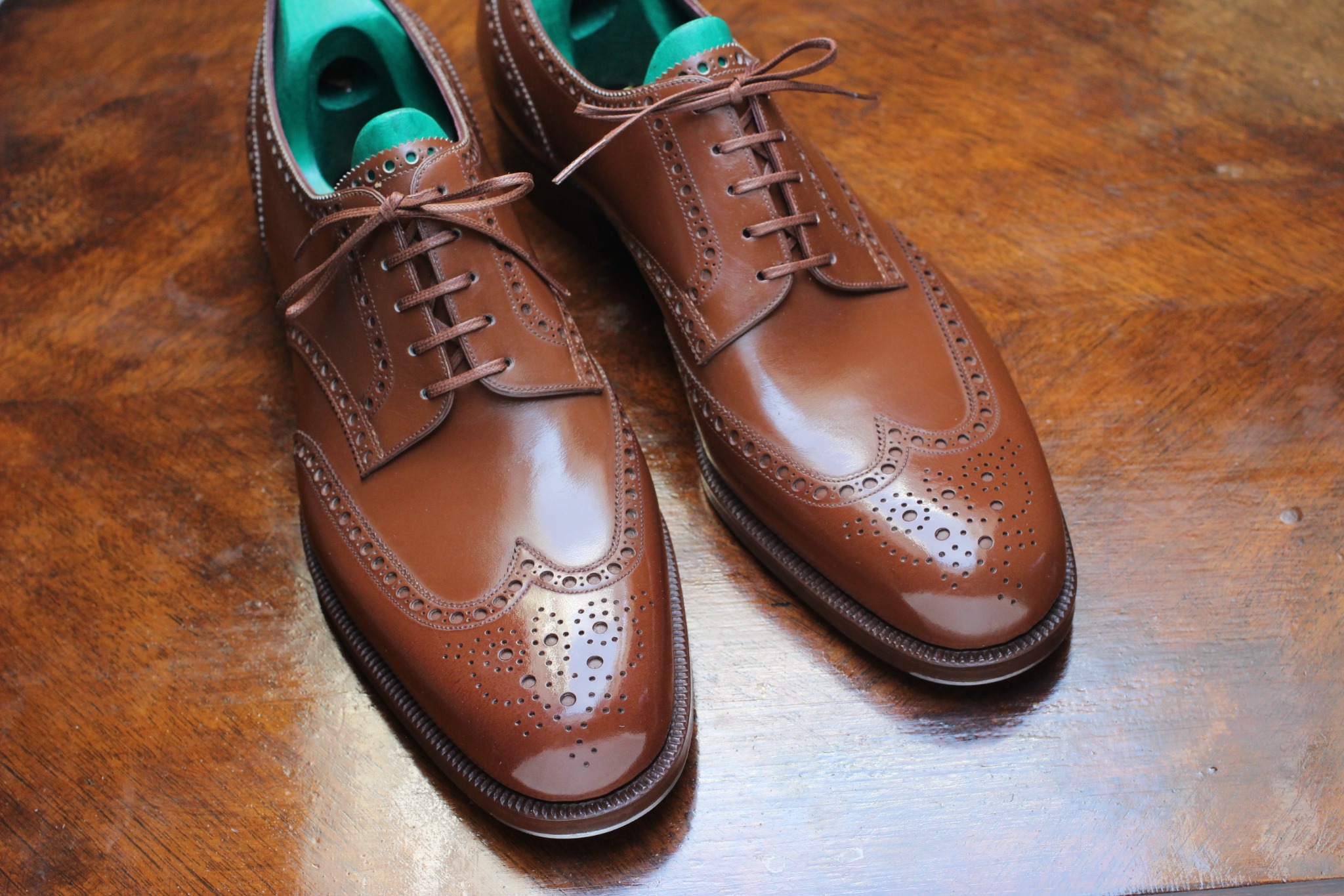 Brown full-brogue bespoke Derby shoes